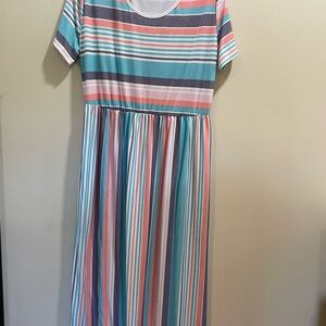 Striped Multicolor Maxi Dress
